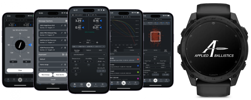 Zegarki taktyczne Garmin - aplikacja Applied Ballistics